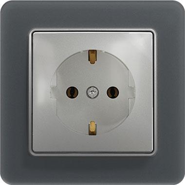 Sedna socket outlet (aluminium insert, smoke matte frame)